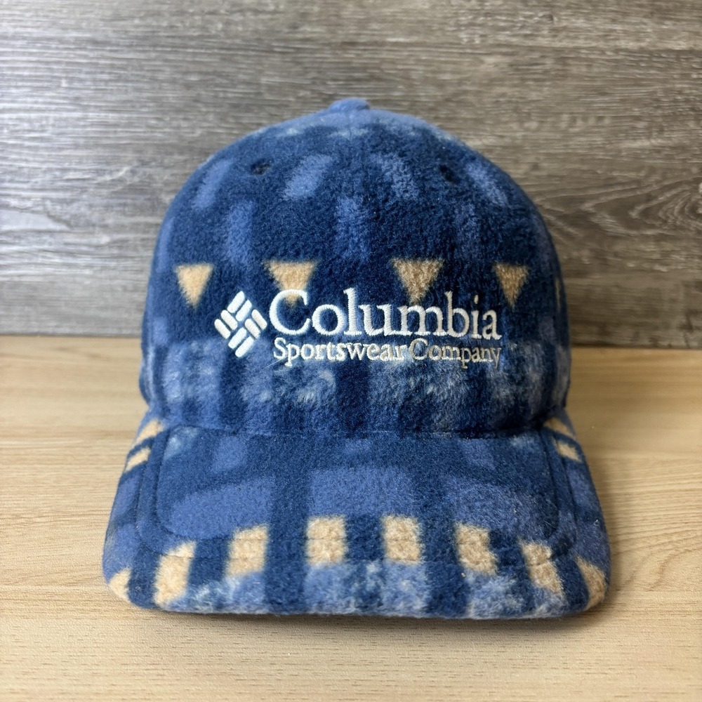 Columbia Hat Cap Fitted Mens M-L Pattern Fleece Flexfit Outdoor Sportswear